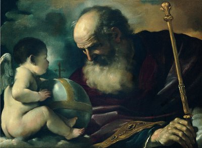 God de Vader en Engel door Giovanni Francesco Barbieri